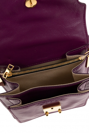 MARNI マルニ TRUNK TRICOLOR キーケース 色：PLUM ASH MOCA MARNI Trunk color-block leather shoulder bag | THE OUTNET